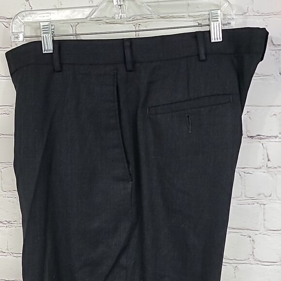 Dockers 34x32 Wool Blend Dress Pants Flat Front Relaxed Trouser Slacks Charcoal - Picture 7 of 8